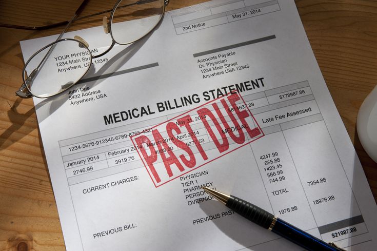 Medical Billing Statement with 'Past Due' Stamp
